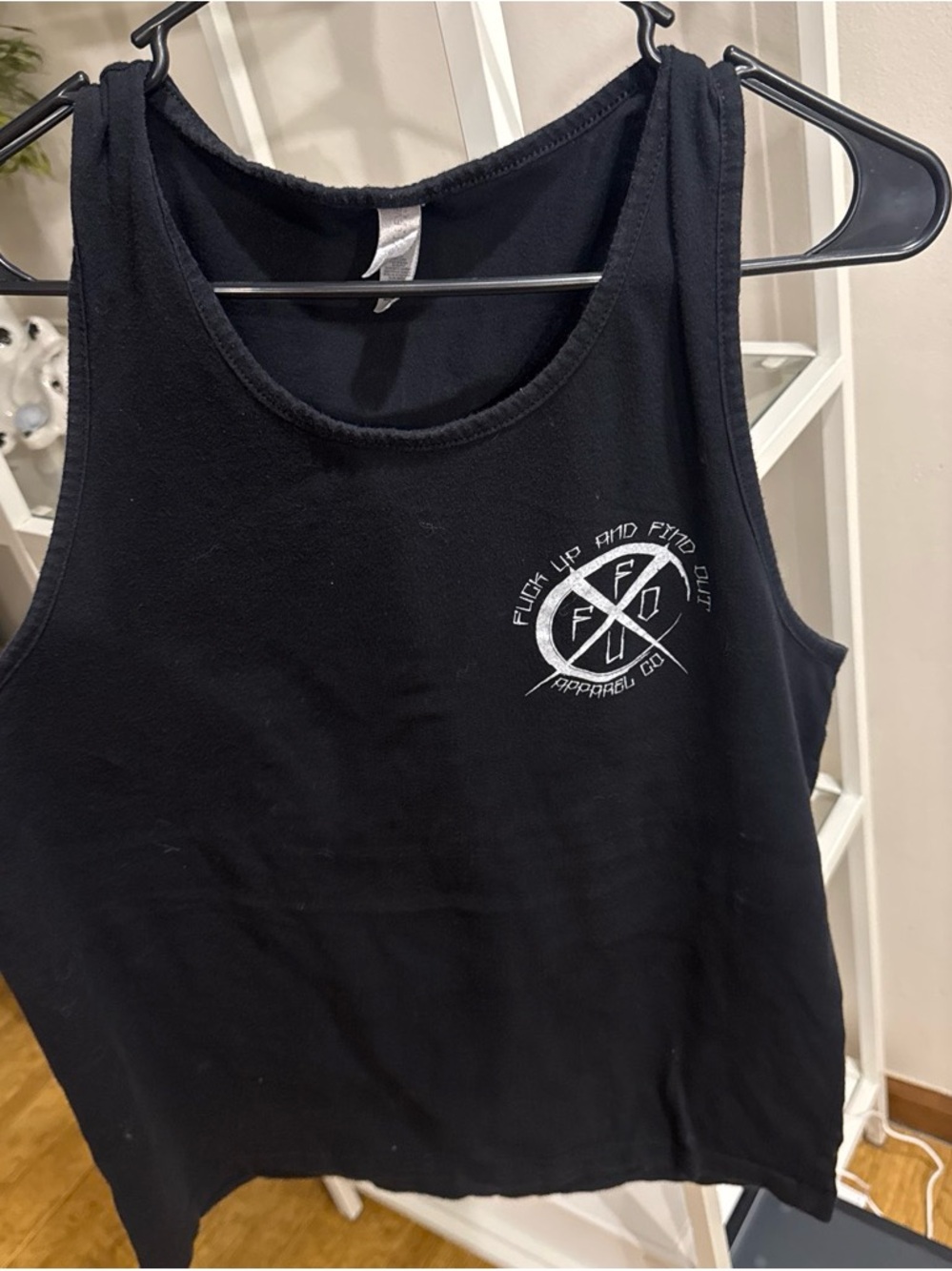 Fruit of the Loom Black Tank Top with Small White Chest Logo